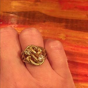 Vintage English 9k Lovers Knot Diamond Ring